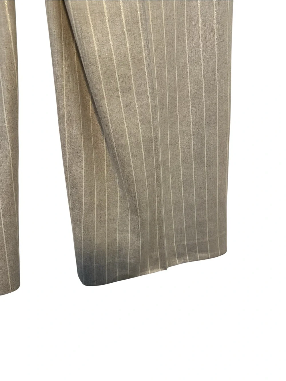 Men’s Beige Pinstripe Linen Blend Trousers